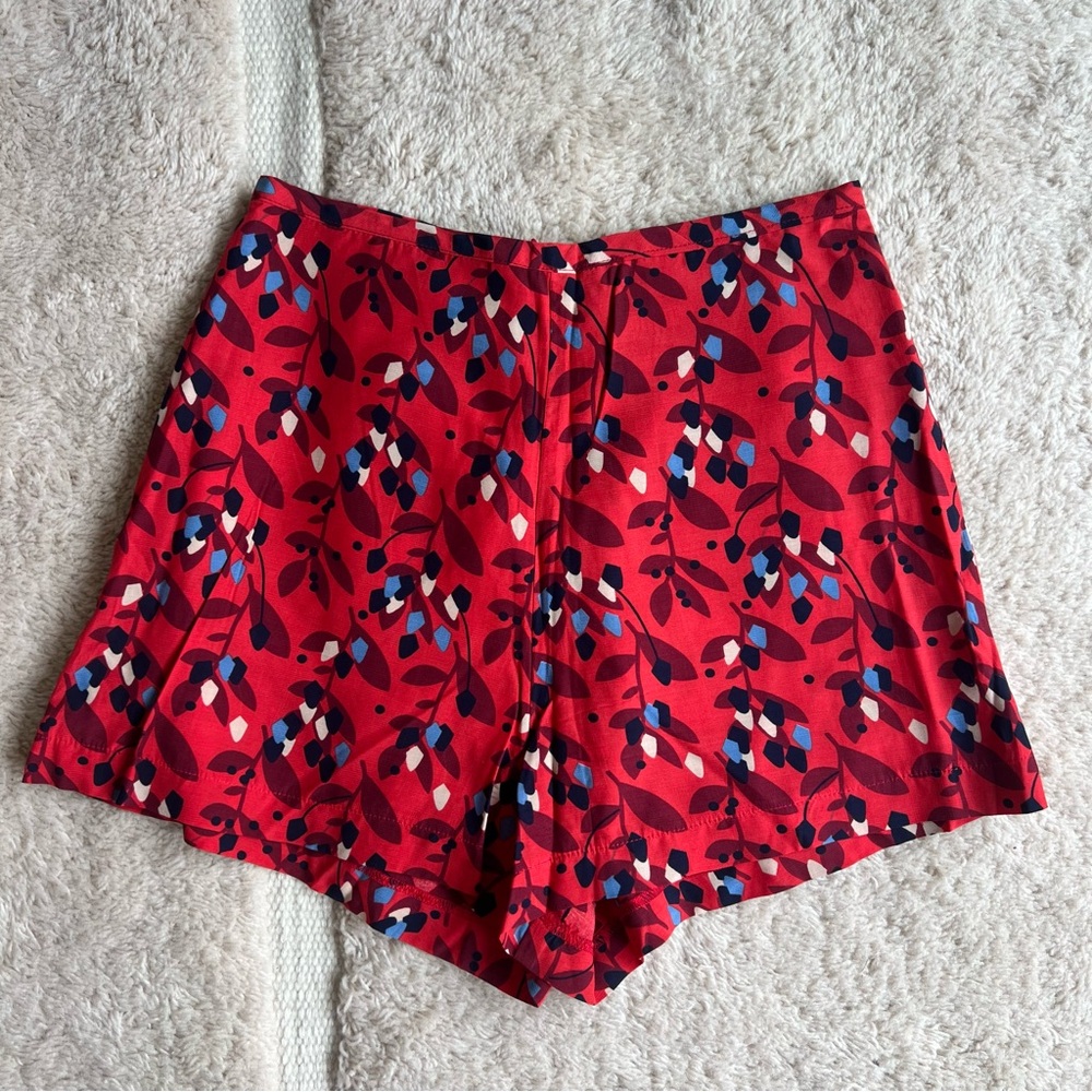 Reformation printed red shorts